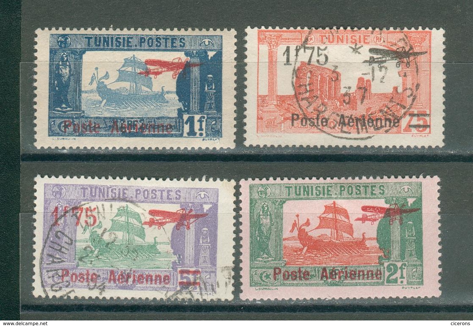 TUNISIE , Protectorat Français ; Aériens ; 1927 ; Y&T N° 3-4-5-6  ; Lot : 18  ; Neuf/oblitéré - Neufs