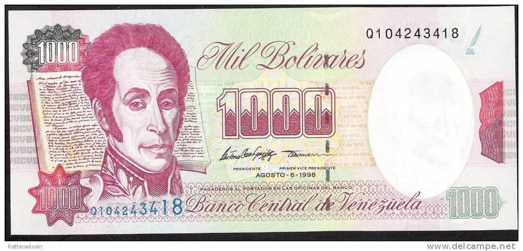 VENEZUELA P76d   1000 BOLIVARES   6 August 1998    UNC. - Venezuela