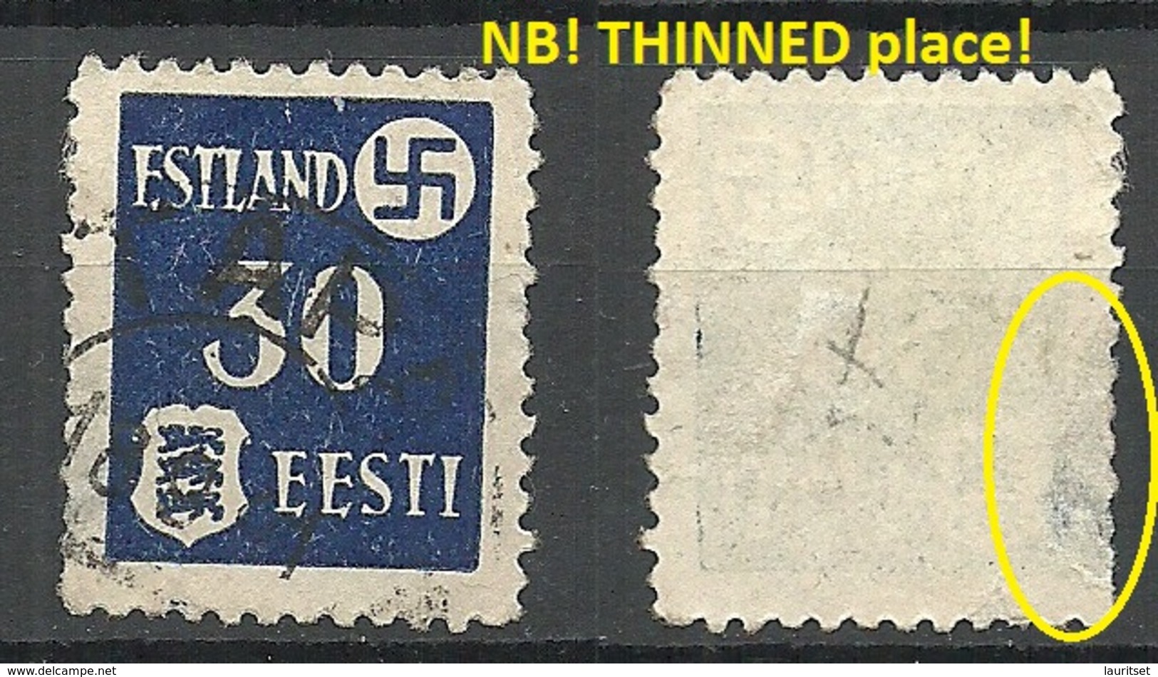 ESTLAND ESTONIA 1941 German Occupation Tartu Dorpat Michel 3 Y O NB! Defect! Thin Place!! - Occupation 1938-45