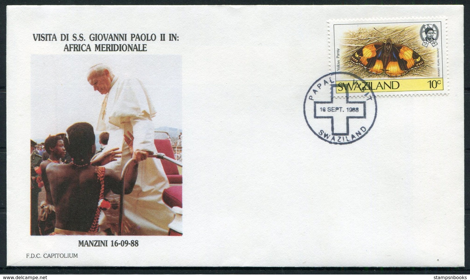 1985-88 Pope John Paul 2. X 7 Papal Visit Covers. France Vatican Swaziland Lesotho Ecuador - Popes