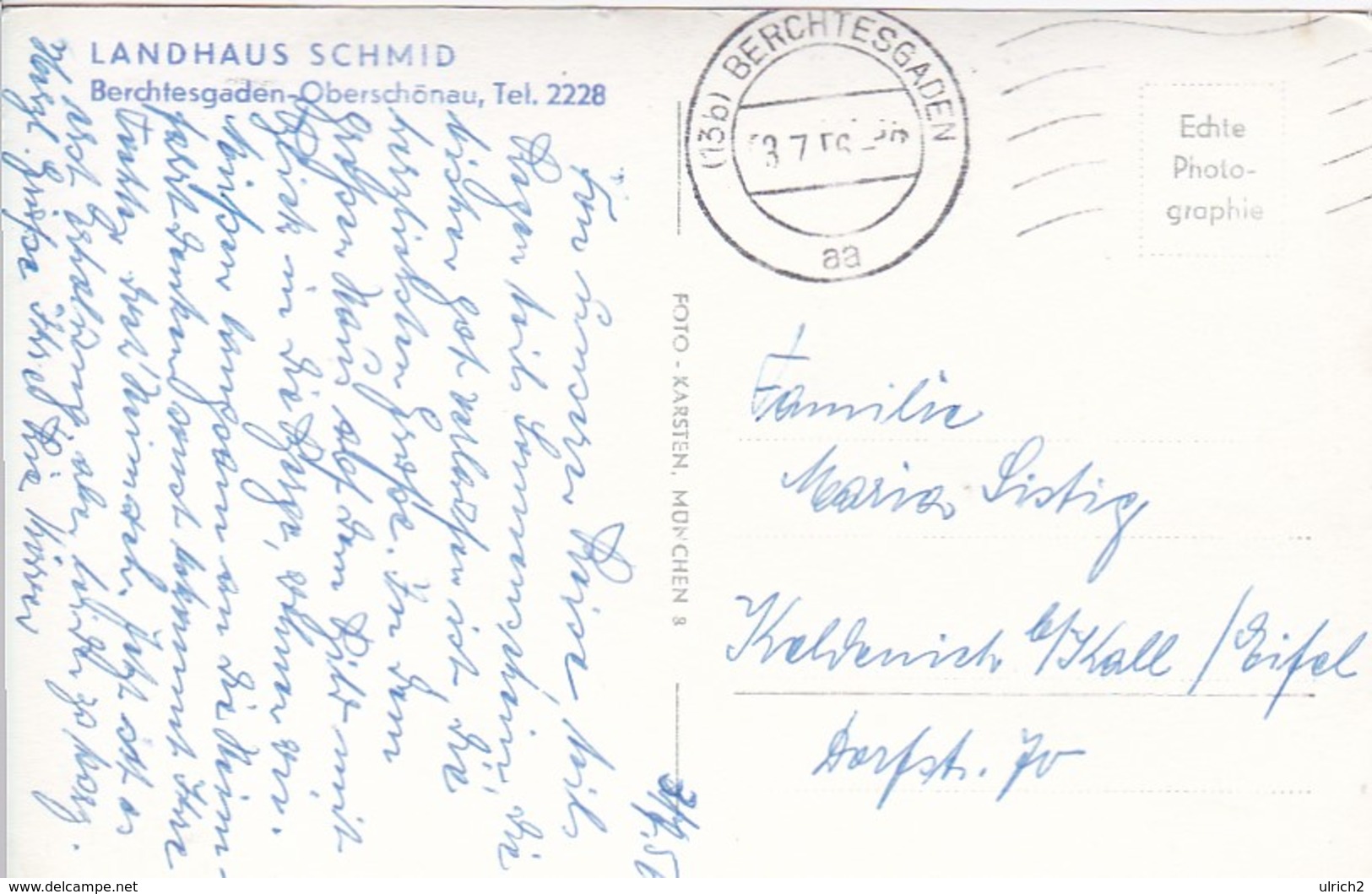 AK Berchtesgaden - Landhaus Schmid - 1956 (41321) - Berchtesgaden