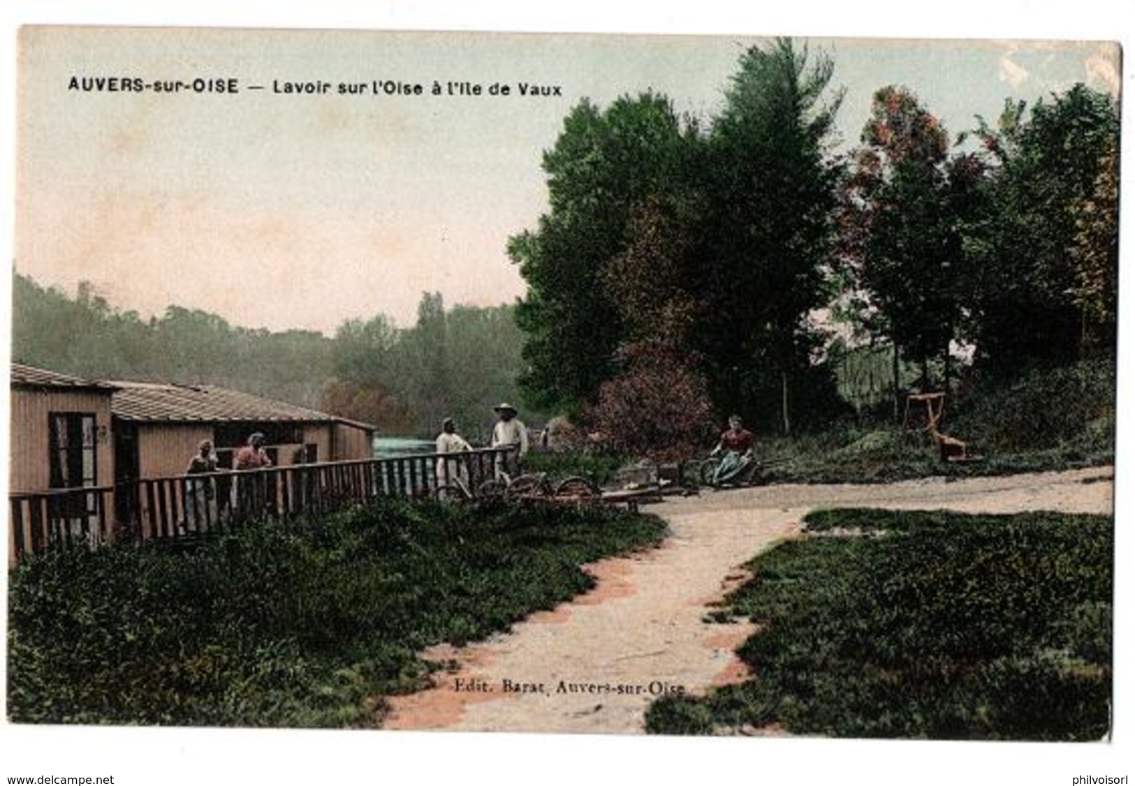 AUVERS SUR OISE LAVOIR SUR L OISE A L ILE DE VAUX CARTE COULEUR ANIMEE - Auvers Sur Oise