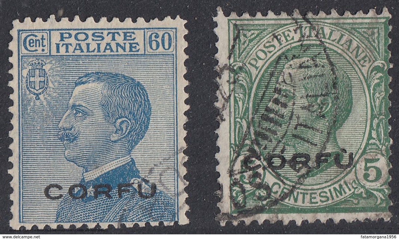 ITALIA - CORFU' - 1923 - Due Valori Usati: Unificato 1 E 7. - Korfu