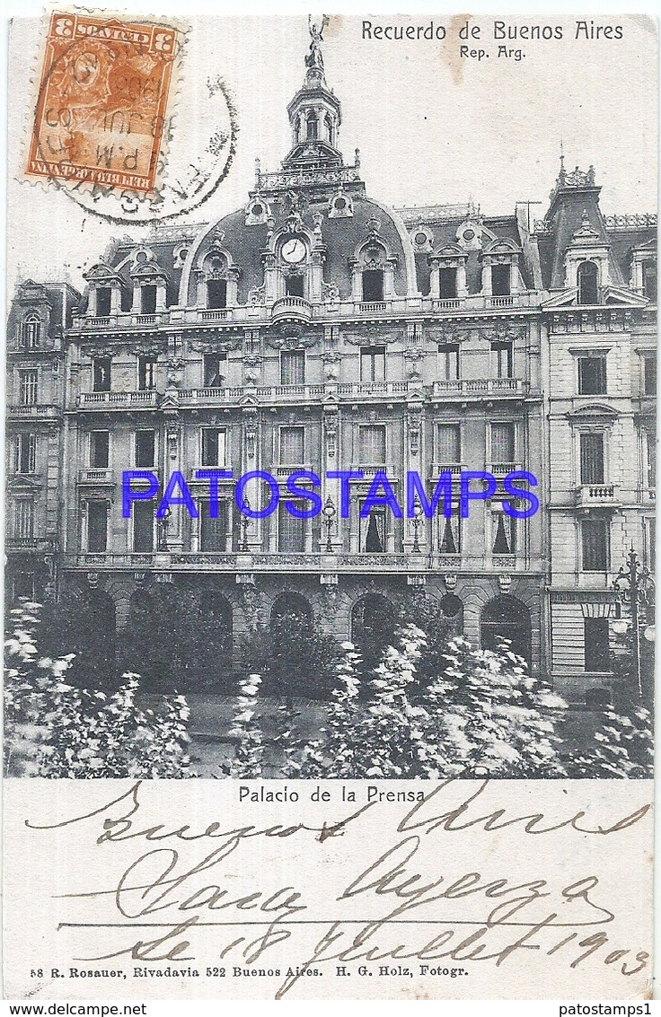 112970 ARGENTINA BUENOS AIRES PALACIO DE LA PRENSA CIRCULATED TO FRANCE POSTAL POSTCARD - Argentina