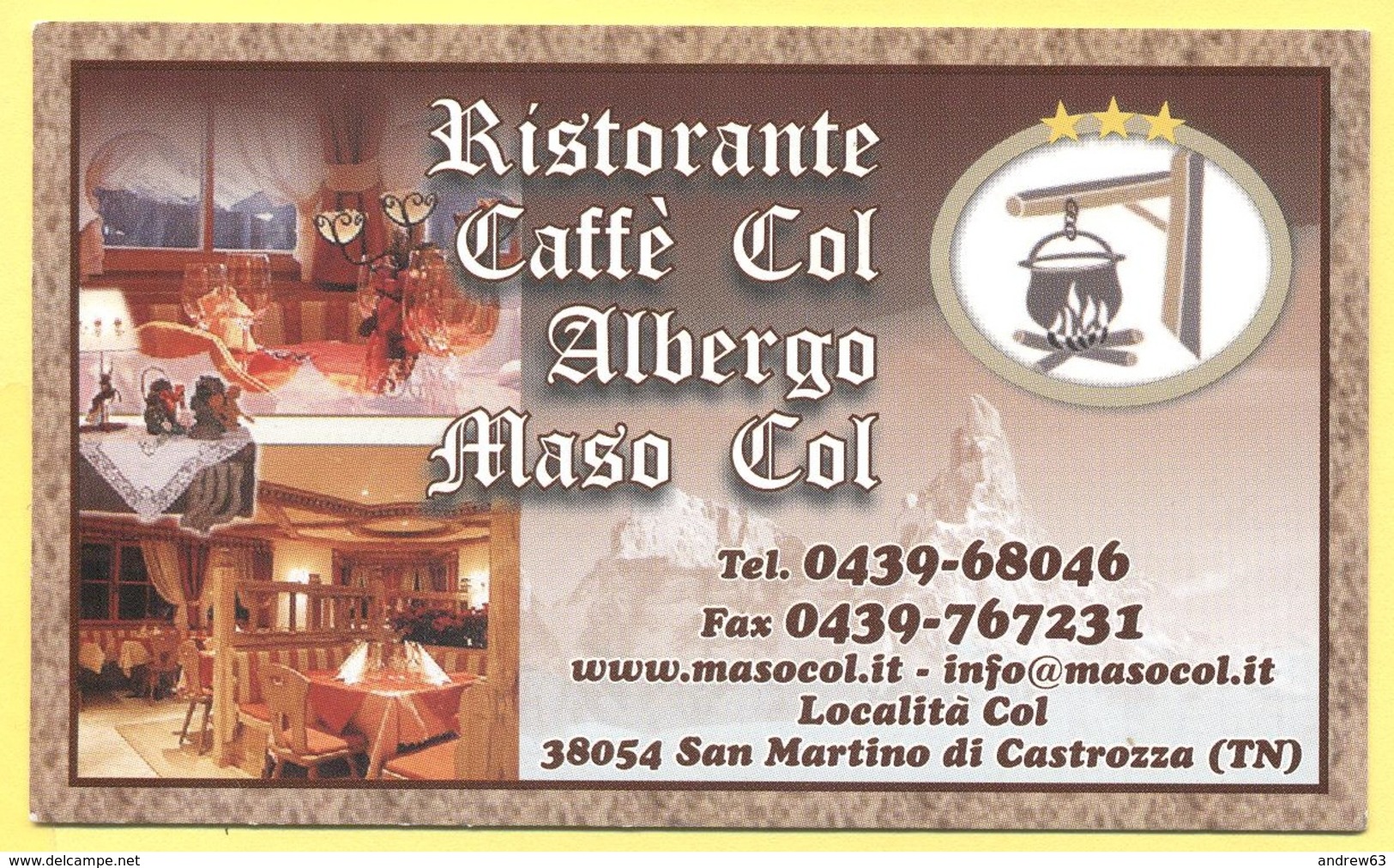 Biglietto Da Visita - 2018 - ITALIA - ITALY - ITALIE - San Martino Di Castrozza - Rist.Caffé Col, Albergo Maso Col - Visiting Cards