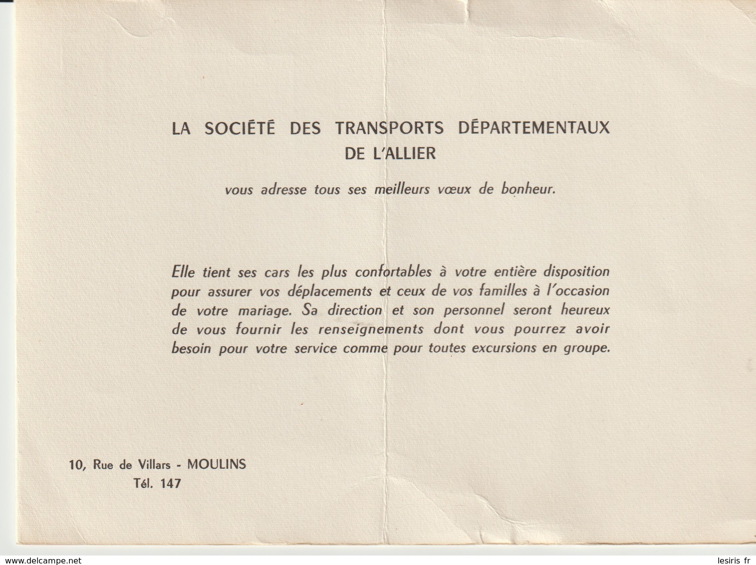 LA SOCIÉTÉ DES TRANSPORTS DÉPARTEMENTAUX DE L'ALLIER VOUS ADRESSE TOUS SES MEILLEURS VŒUX DE BONHEUR - MOULIN - Publicités