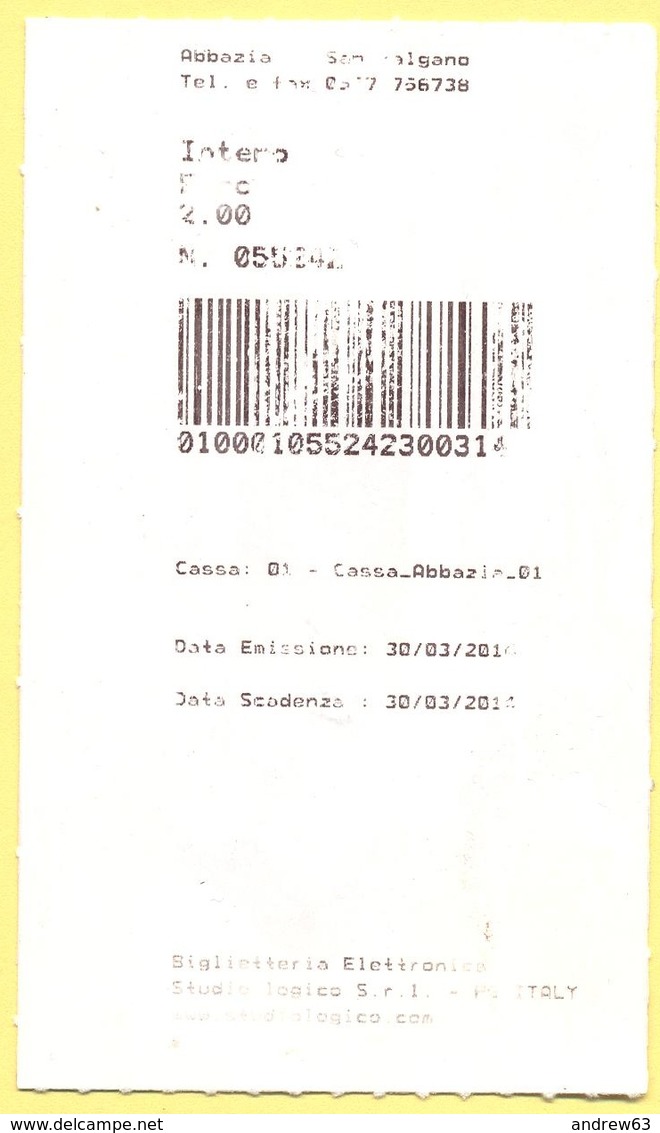 Abbazia Di San Galgano, Chiusdino (Siena) - Abbazia Cistercense - Biglietto D'Ingresso Intero - Tickets D'entrée
