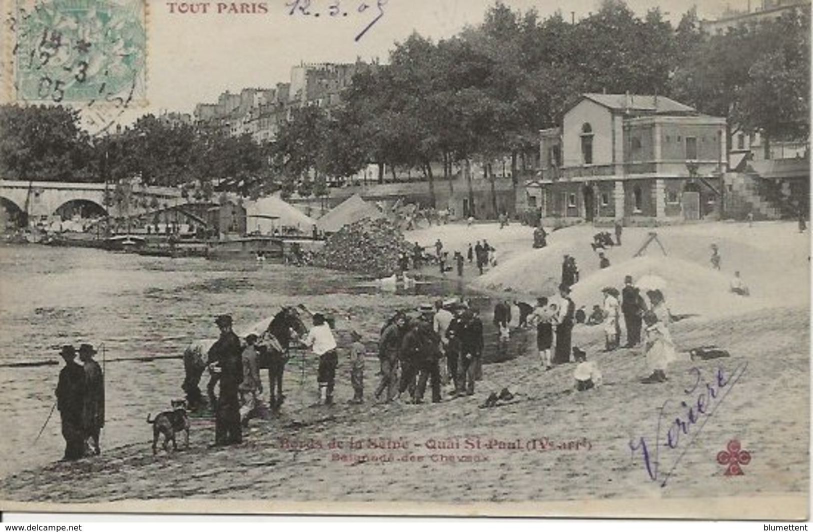 CPA - TOUT PARIS - Bords De Seine Quai St Paul Baignade Des Chevaux (IVème Arrt) Editeur FLEURY - Paris (04)