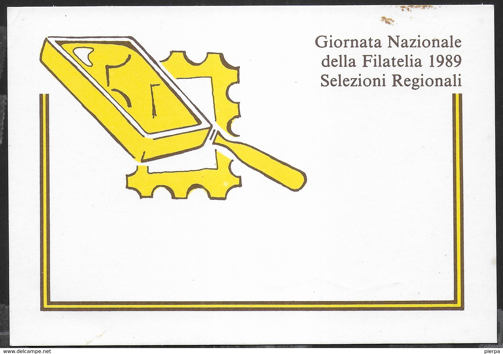 GIORNATA NAZIONALE DELLA FILATELIA 1989 - EDIZ. MINISTERO POSTE - SCRITTA AL RETRO - Poste & Postini