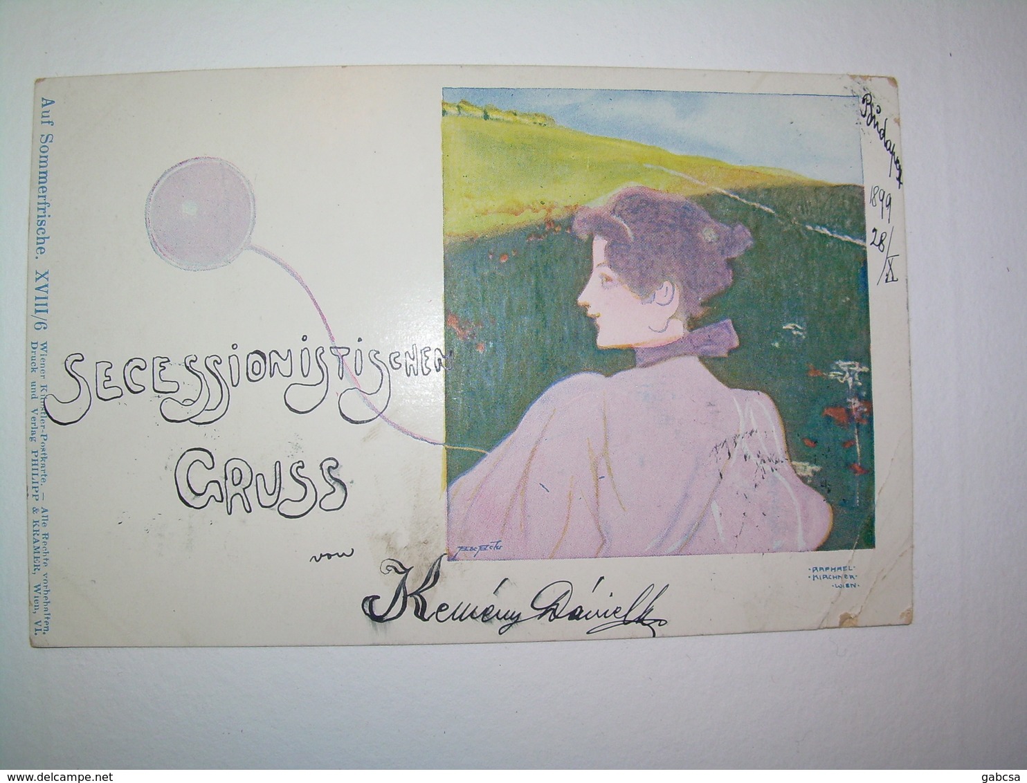 Original Raphael Kirchner Art Nouveau Jugendstil Postcard Auf Sommerfrische XVIII/6 Philipp&Kramer - Kirchner, Raphael