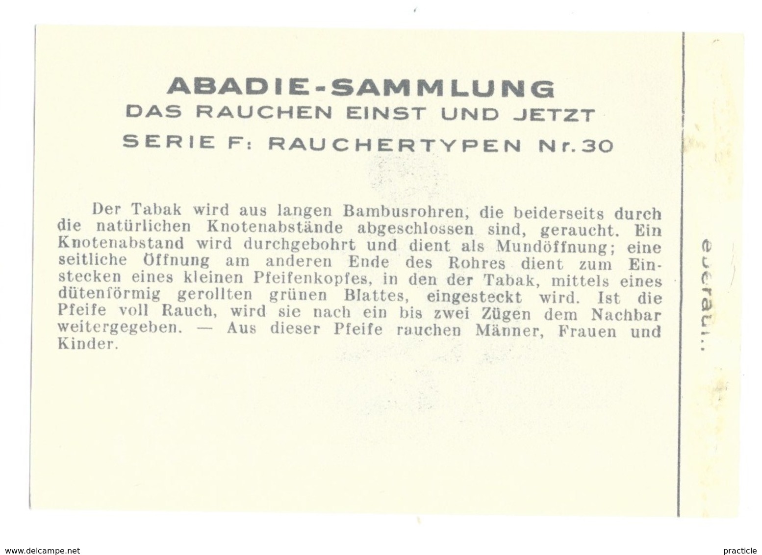 8206 Abadie Sammlung Rauchertypen No. 30 Serie F Rauchender Neger Neu Guinea - Sigarette (marche)