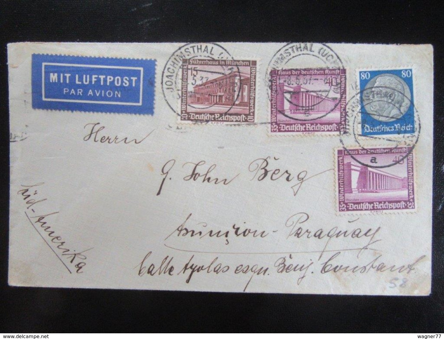 Luftpostbrief 1937 Nach Paraguay! Mi. 640 642 - Lettres & Documents