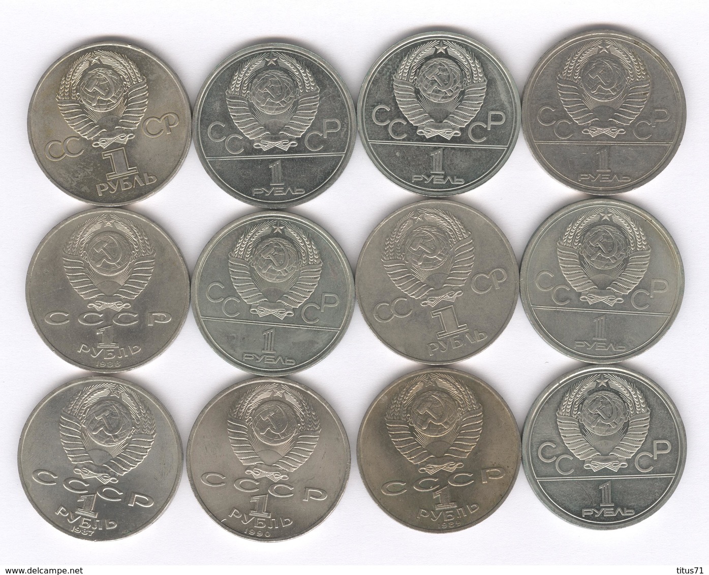 Lot De 12 Monnaies Commémoratives Russie / Russia 1 Roubles Différentes - Russie