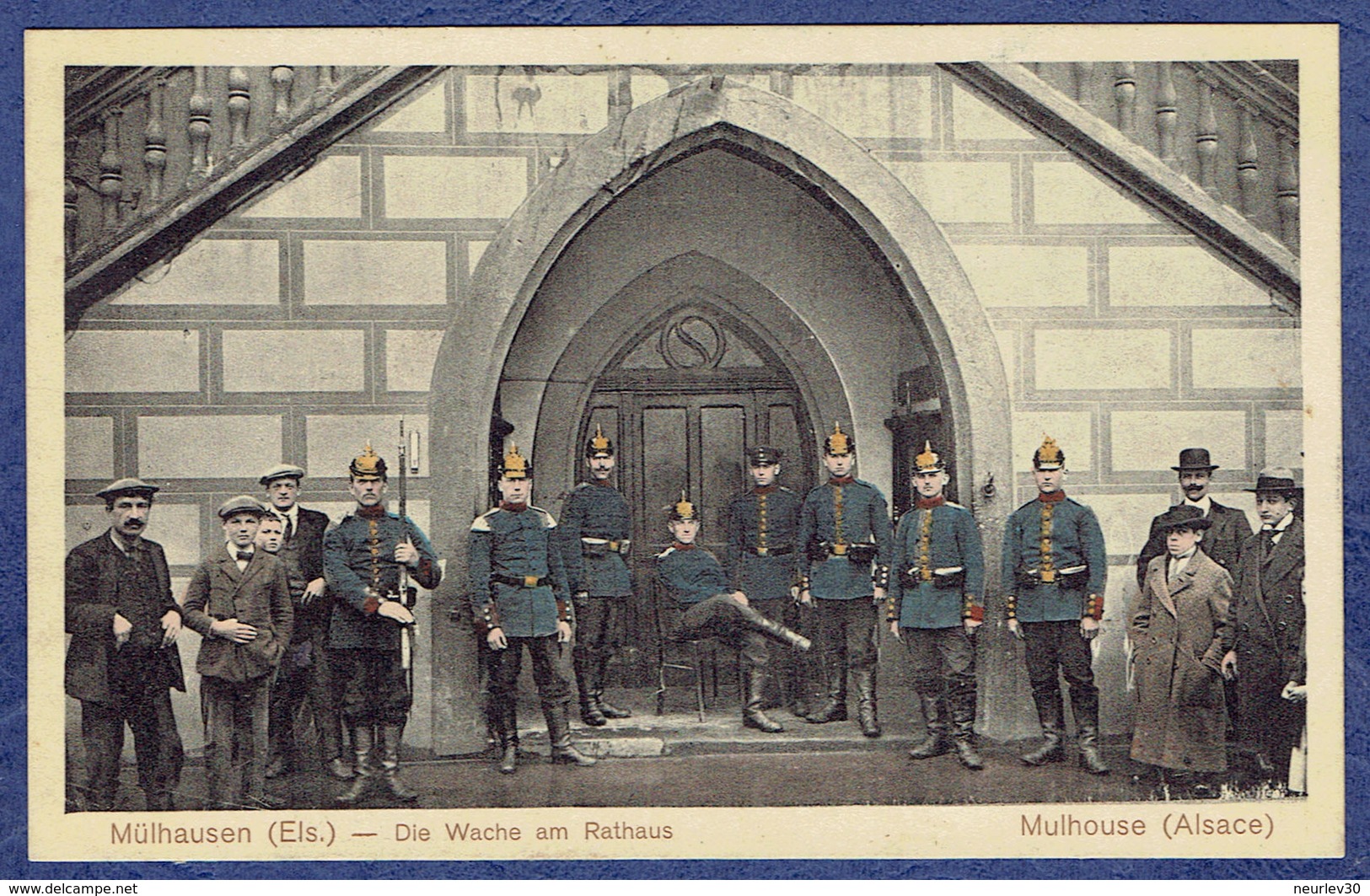 CPA HAUT-RHIN (68) - MULHOUSE - MULHAUSEN - DIE WACHE AM RATHAUS - SOLDATS ALLEMANDS - Mulhouse