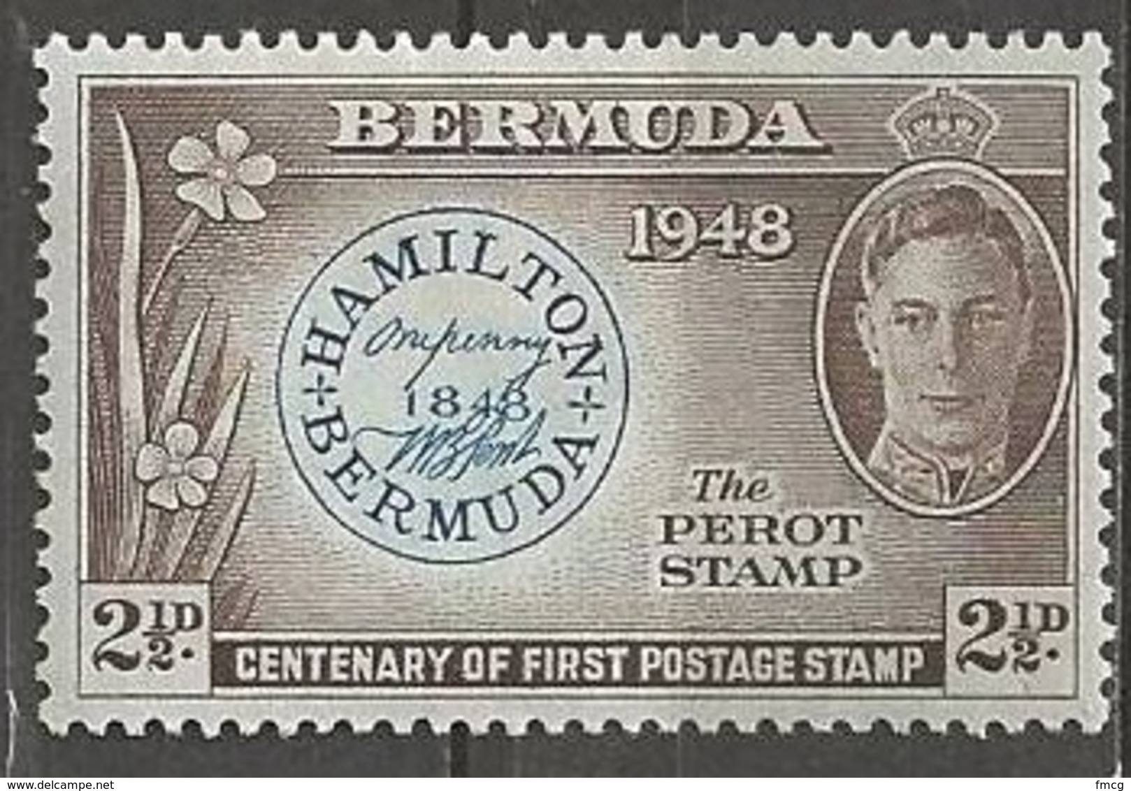 1948 First Stamp, 2-1/2d, Mint Light Hinged - Bermuda