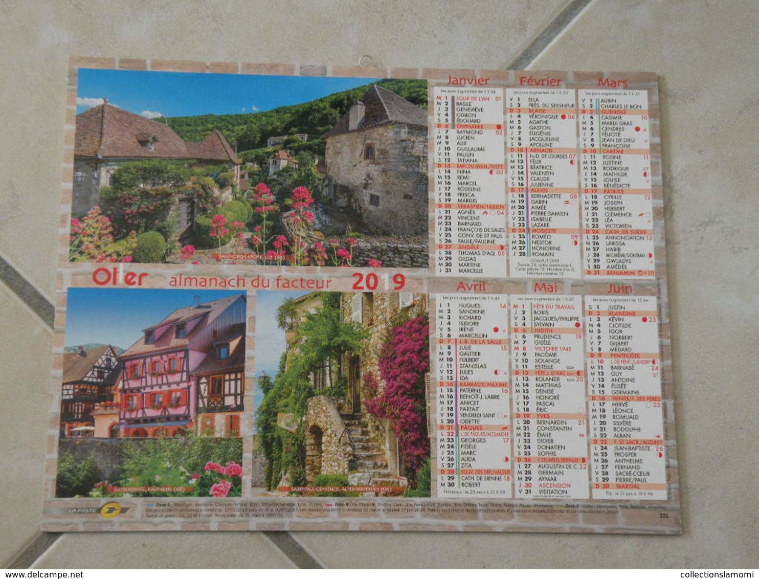 Saint Cirq Lapopie 46 - Kayserberg 68 - St Paul De Vence 06 - Belcastel 12 - Moustiers St Mari - Calendrier 2019 Oller - - Grand Format : 2001-...