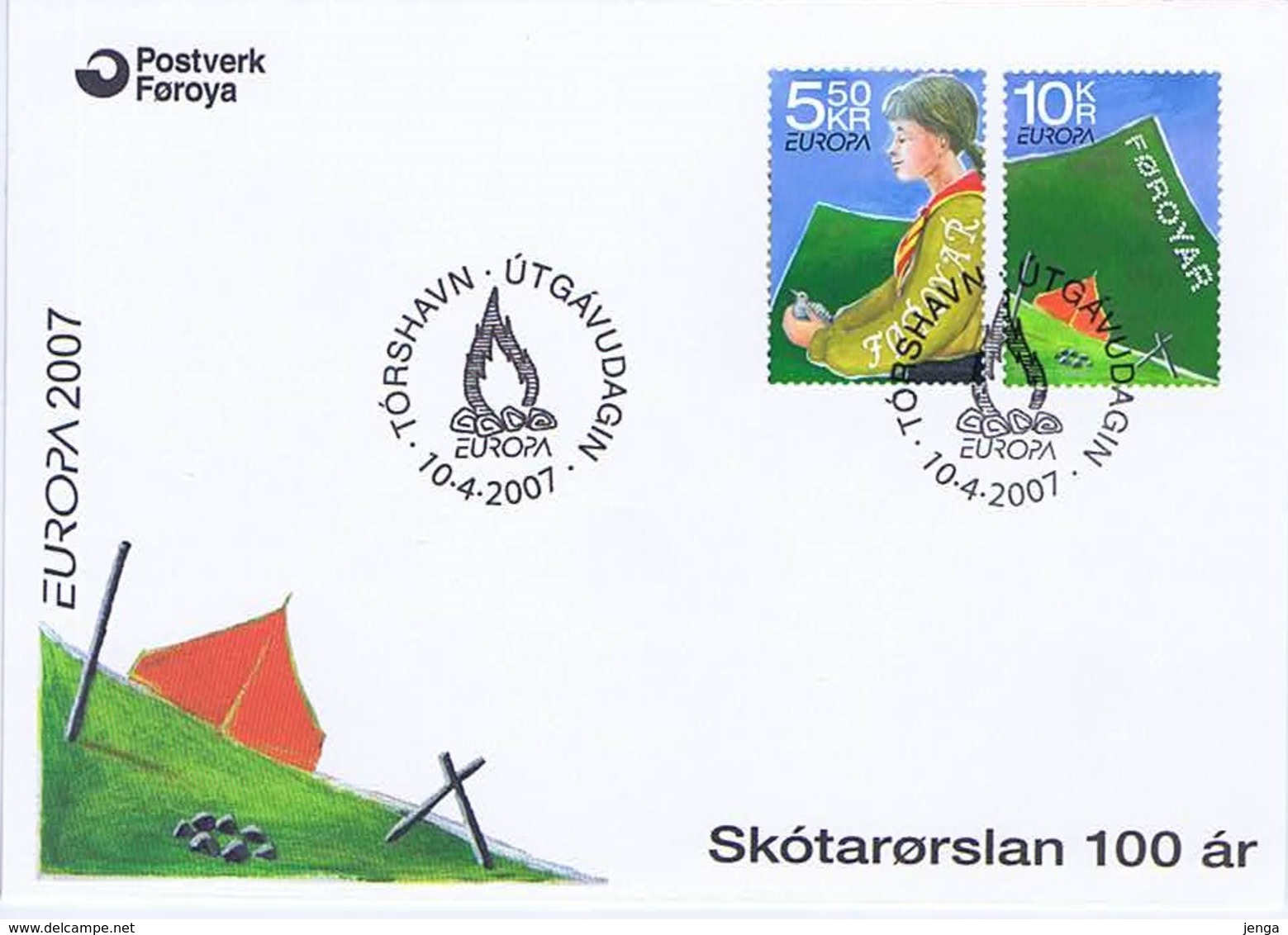 Faroe Islands; 2007.  Europa - CEPT; Scouting 100 Years. Set Of 2 On FDC. - 2007