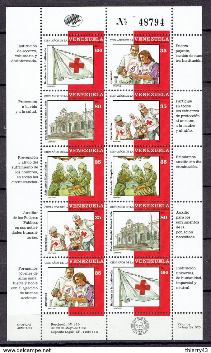 Venezuela 1995 - Red Cross, Sheet Of 2 Sets - Mi. 2913-17 - MNH, NEUF, Postfrisch - Venezuela