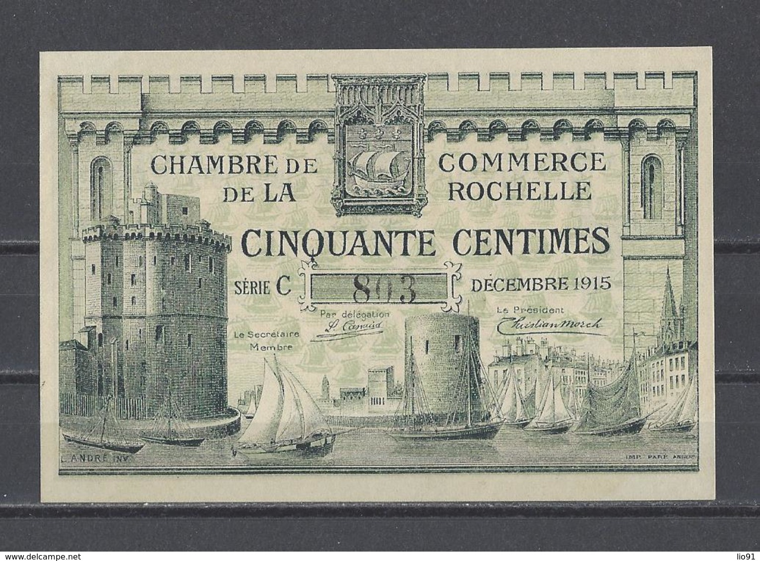 Chambre De Commerce De La ROCHELLE  Billet De 50c - Chambre De Commerce