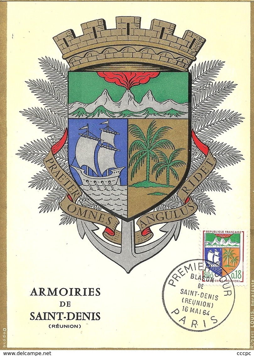 CP Maximaphilie 1er Jour Blason De La Ville Saint-Denis De La Réunion - 1960-1969