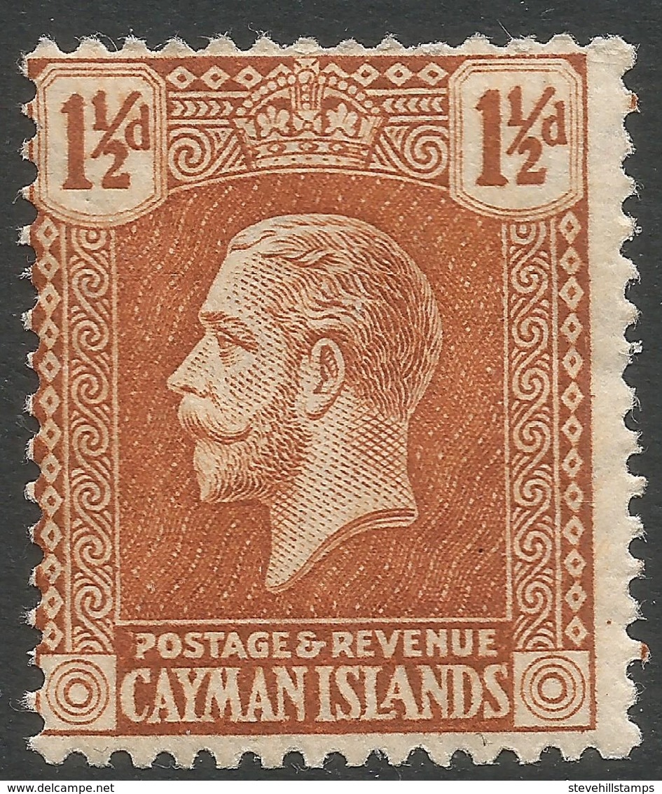 Cayman Islands. 1921-26 KGV. 1½d MH. Mult Script CA W/M SG 72 - Cayman Islands