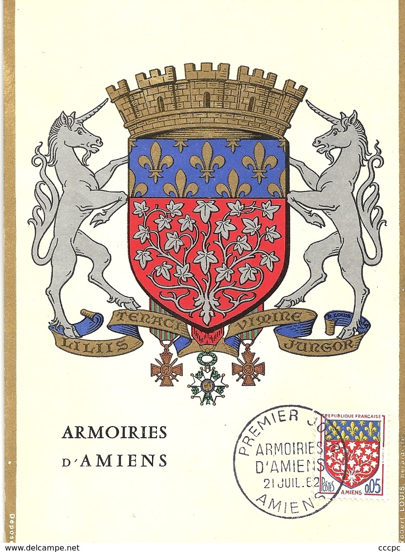 CP Maximaphilie 1er Jour Blason De La Ville D'Amiens - 1960-1969