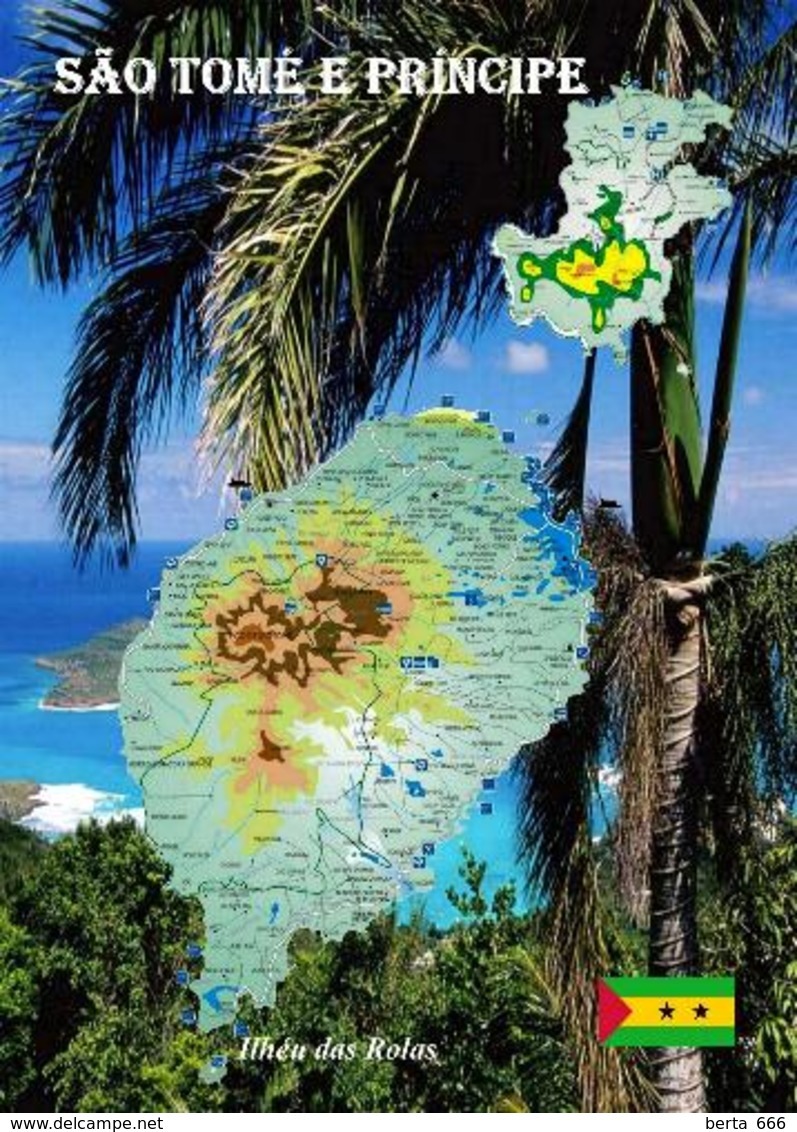 Sao Tome And Principe Country Map New Postcard Landkarte AK - Sao Tome Et Principe