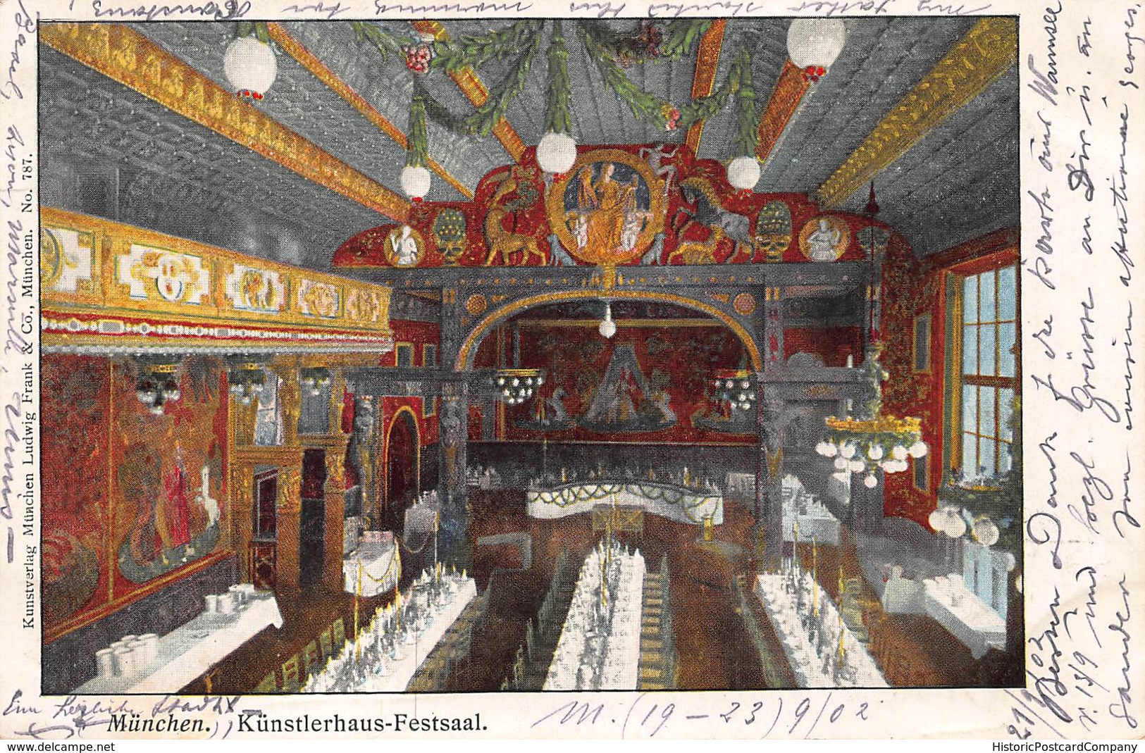 MUNCHEN~KUNSTLERHAUS FESTSAAL-LUDWIG FRANK PHOTO POSTCARD 40721 - München