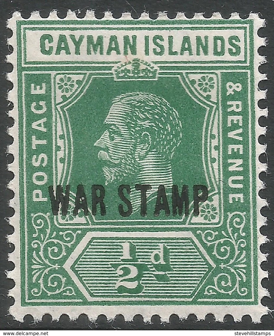 Cayman Islands. 1919-20 War Stamp. ½d MH. SG 57 - Cayman Islands