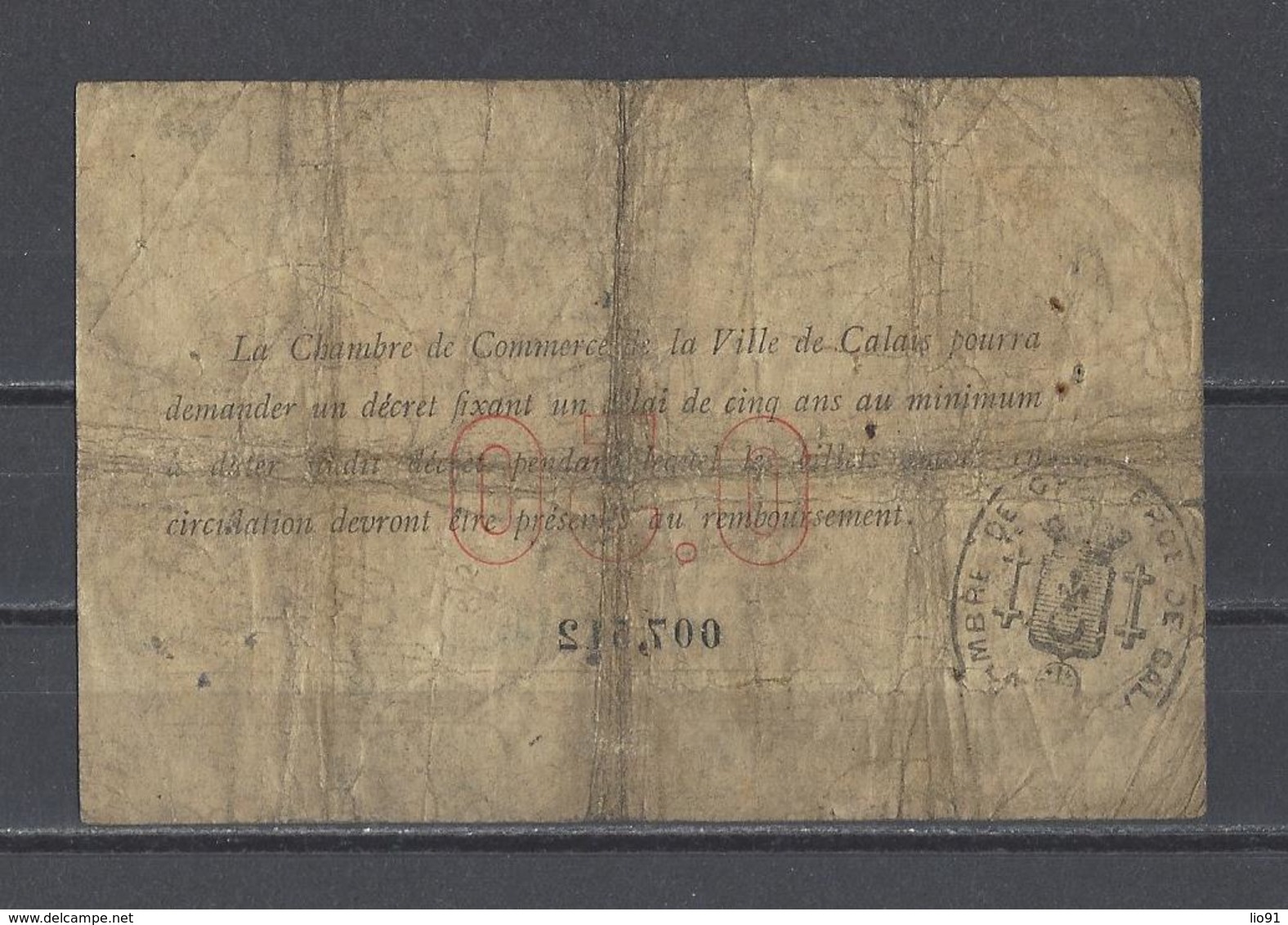 Chambre De Commerce De CALAIS  Billet De 50c - Cámara De Comercio