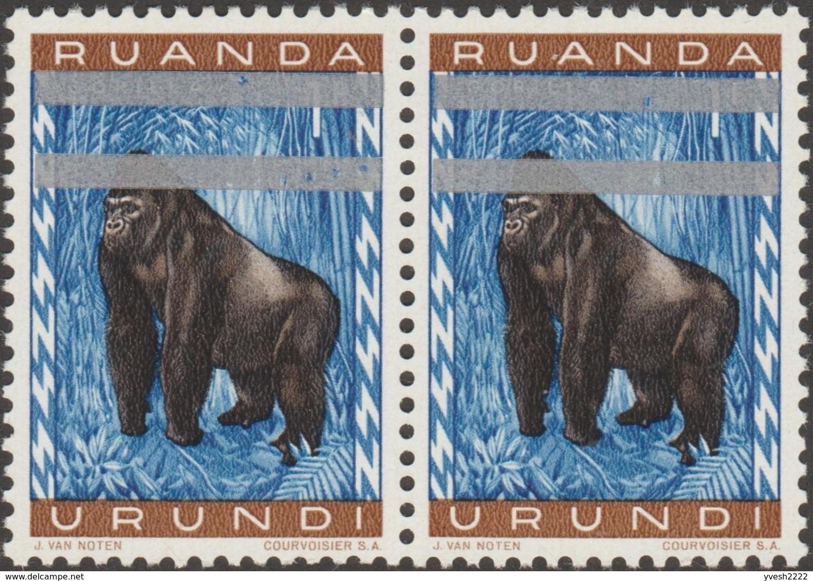 Rwanda 1964 COB 57. 8 Timbres En 4 Paires. Essais De Surcharges. Singe, Gorille - Gorilas
