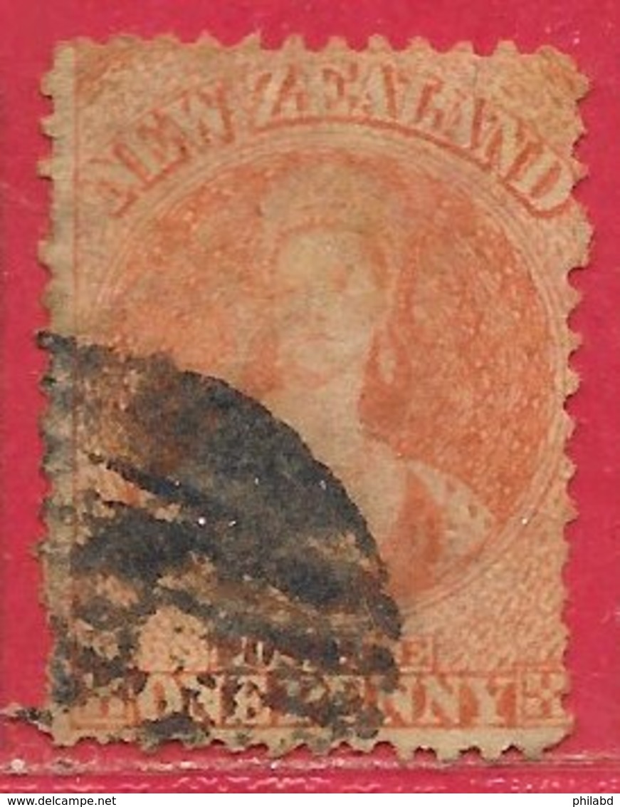 Nouvelle-Zélande N°30 1p Vermillon (filigrane Grande étoile) 1864-66 O - Oblitérés