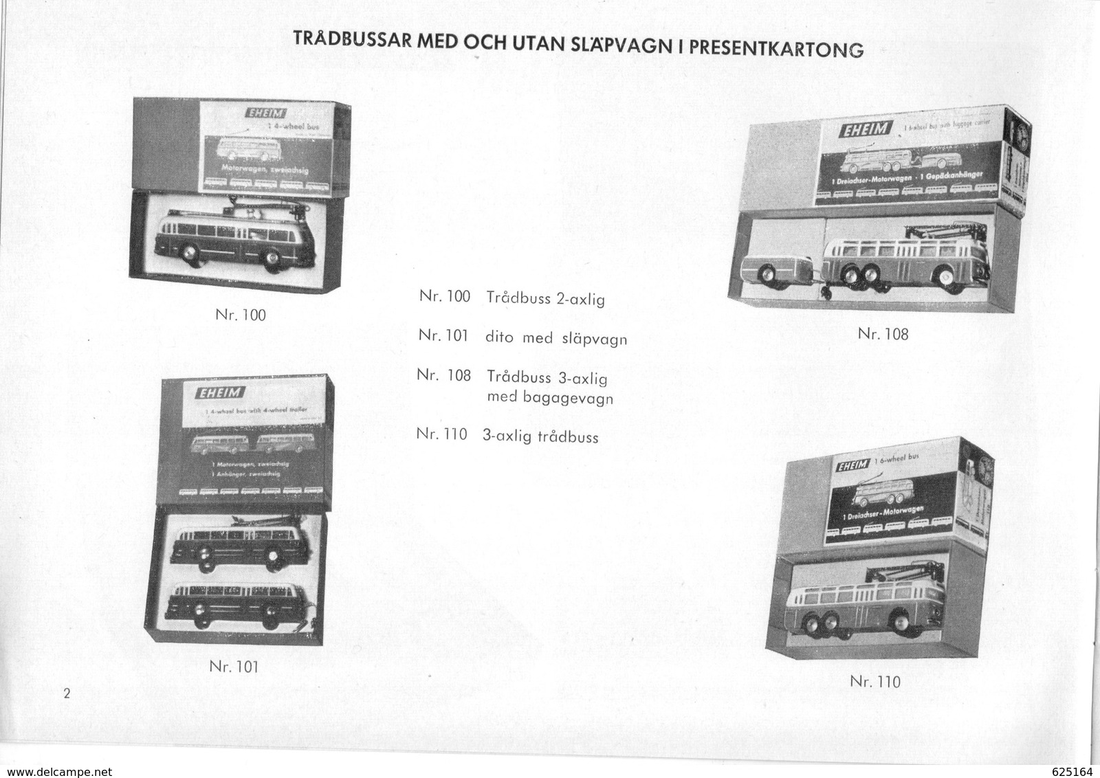 Catalogue EHEIM 1958 Tradbuss Trolley-Bus HO Linbana Seilschwebenbahn - En Suédois - Unclassified