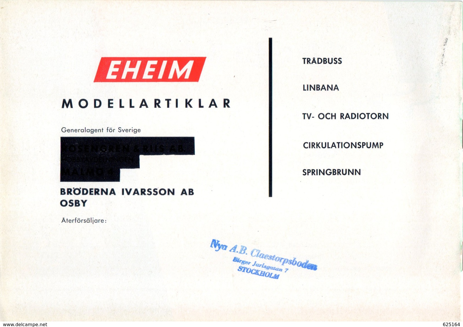 Catalogue EHEIM 1958 Tradbuss Trolley-Bus HO Linbana Seilschwebenbahn - En Suédois - Non Classés