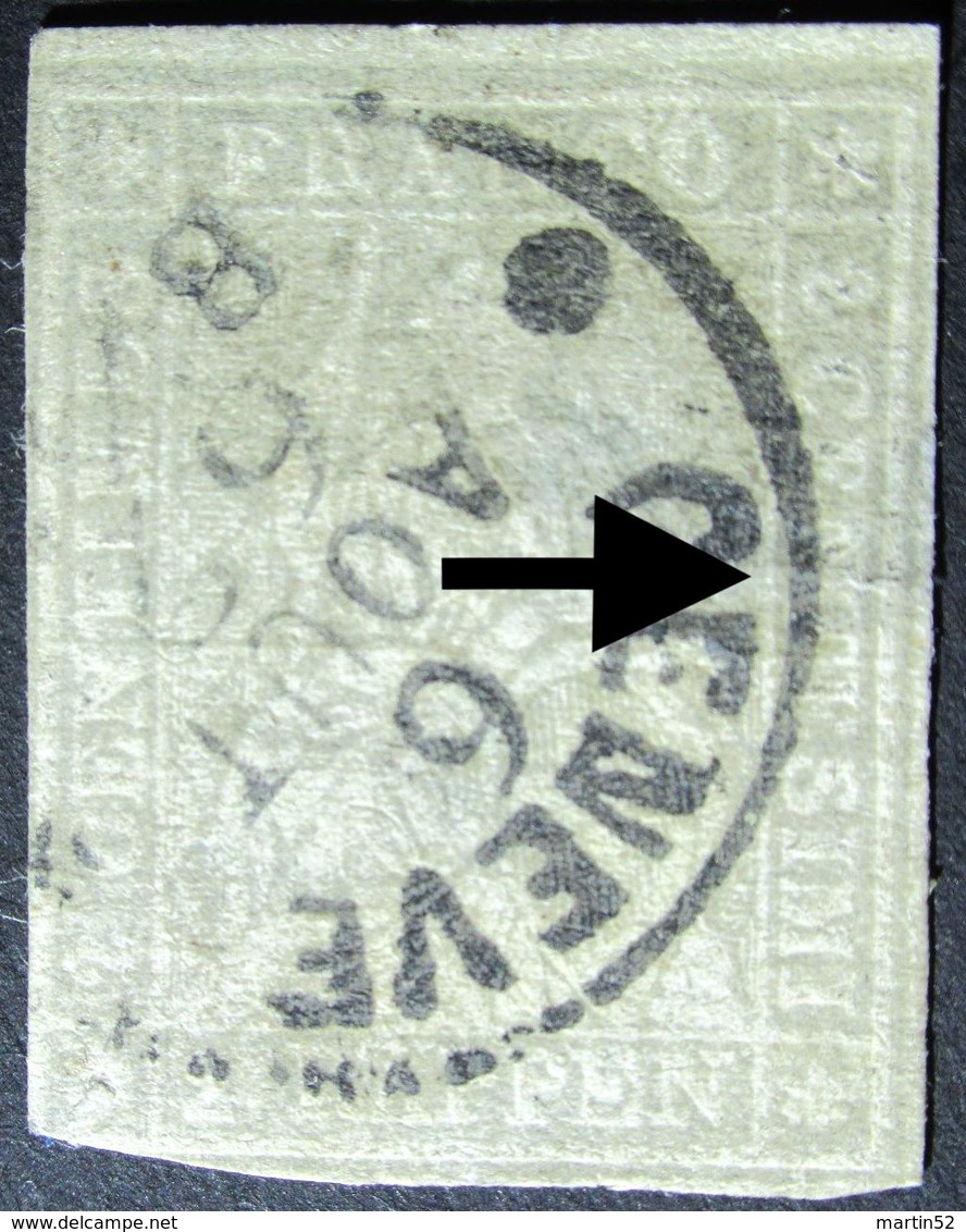 Schweiz Suisse 1862:III.Periode Faden Grün Fil Vert 2 RAPPEN Grau Zu 21 G Mi 19 Yv 25 O GENÉVE 6 AOUT 62 (Zu CHF 700.00) - Gebraucht