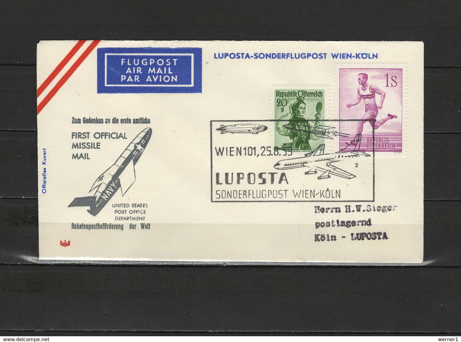 Austria 1959 Space, Rocket Mail Commemorative Cover To Cologne - Europe