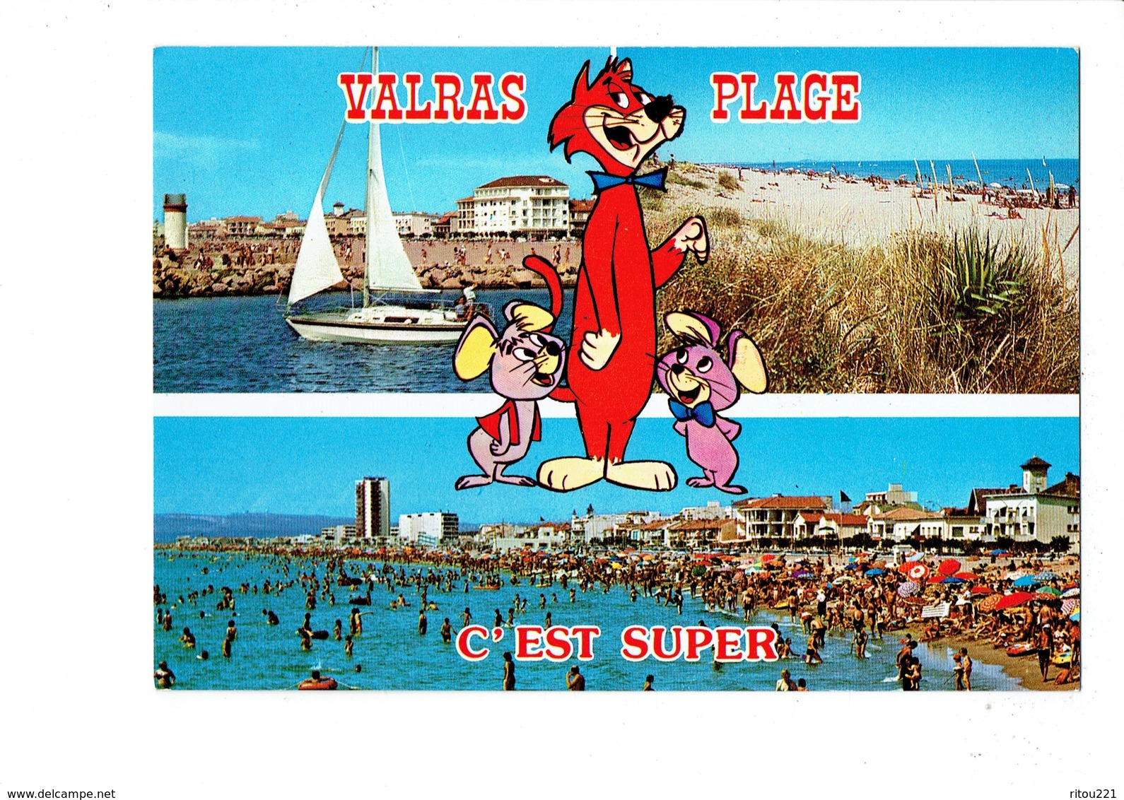 Cpm - 34 - VALRAS PLAGE - Multivues DESSIN CHAT SOURIS RAT - BATEAU - Otros & Sin Clasificación