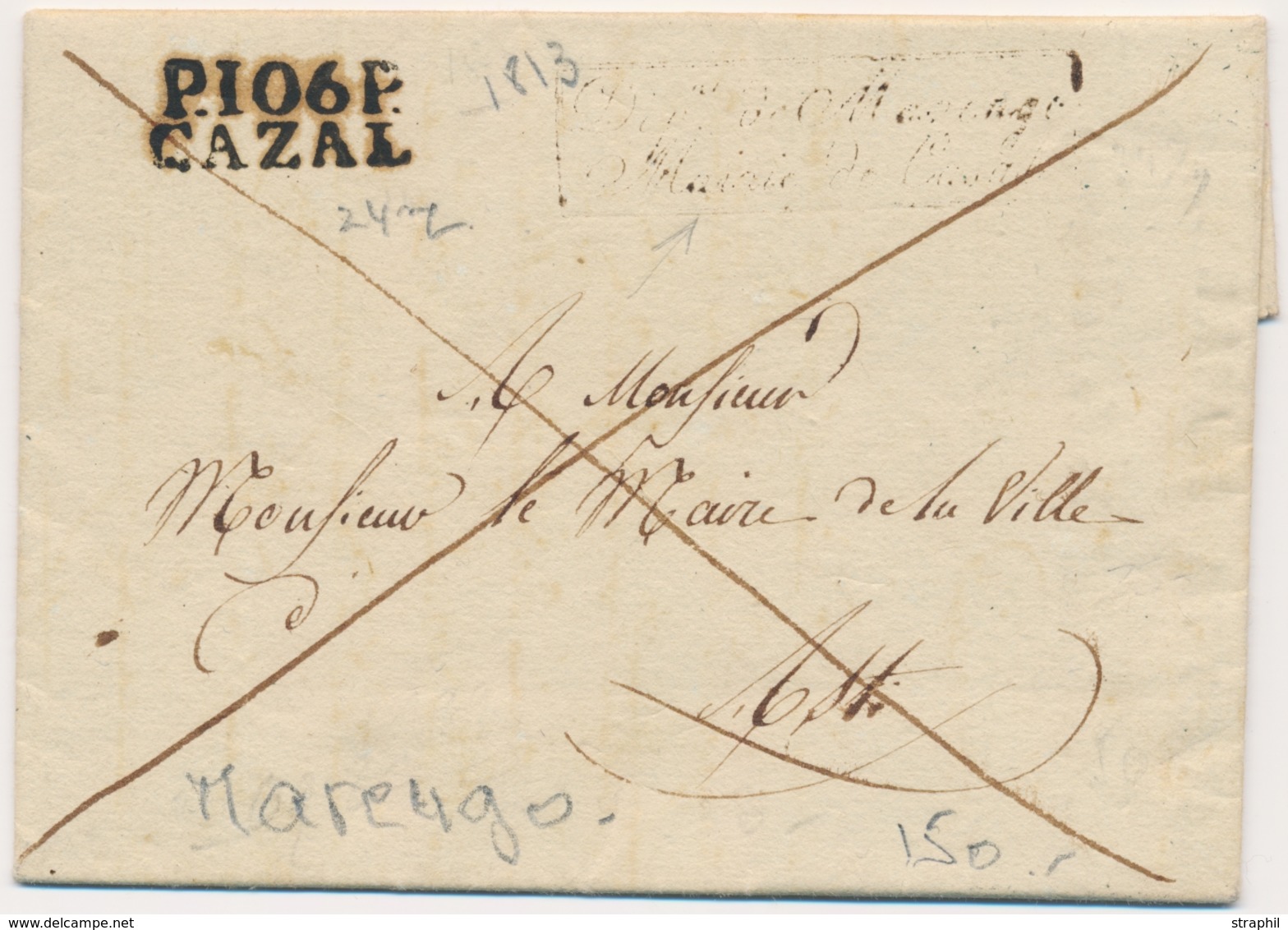 LAC DEPARTEMENTS CONQUIS - LAC - P.106.P. CAZAL - 1813 + Cachet De MARENGO Pr Asti - TB - 1801-1848: Précurseurs XIX