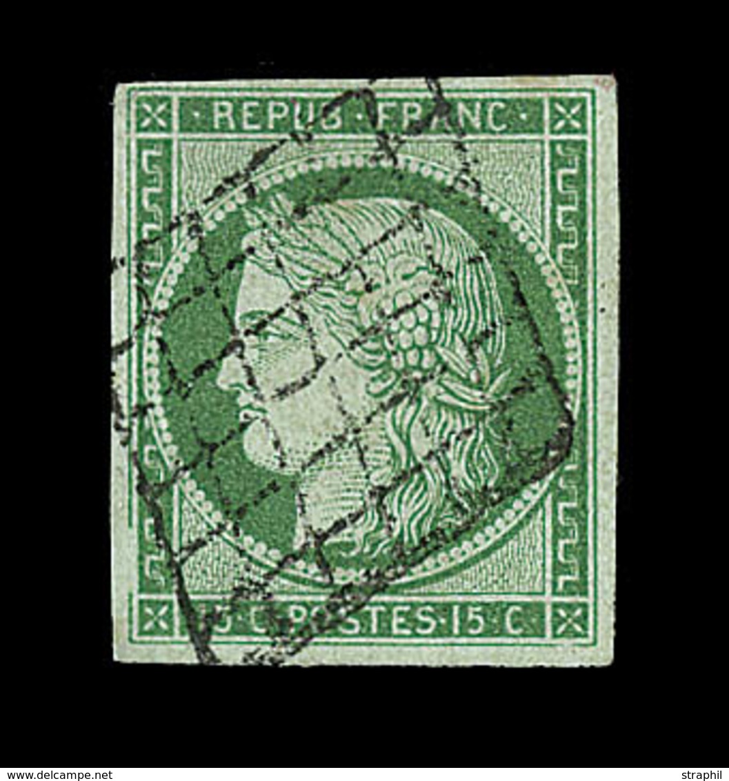 O EMISSION CERES 1849 - O - N°2 - 15c Vert - Signé Scheller - TB - 1849-1850 Cérès