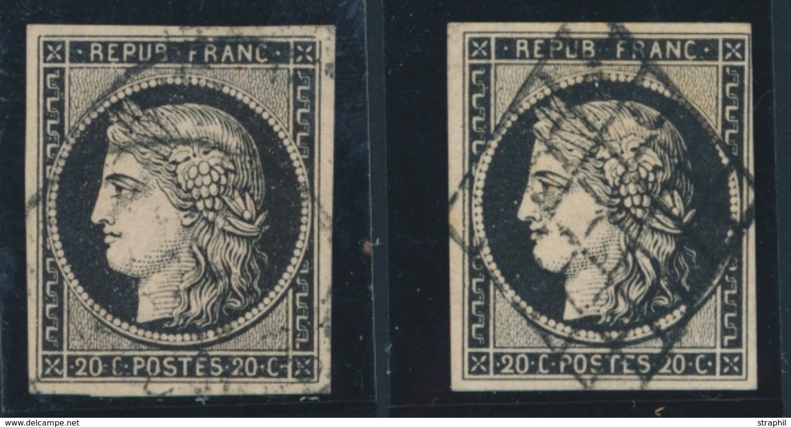 O EMISSION CERES 1849 - O - N°3 - (x2) - Obl. Grille Et Càd - TB - 1849-1850 Cérès