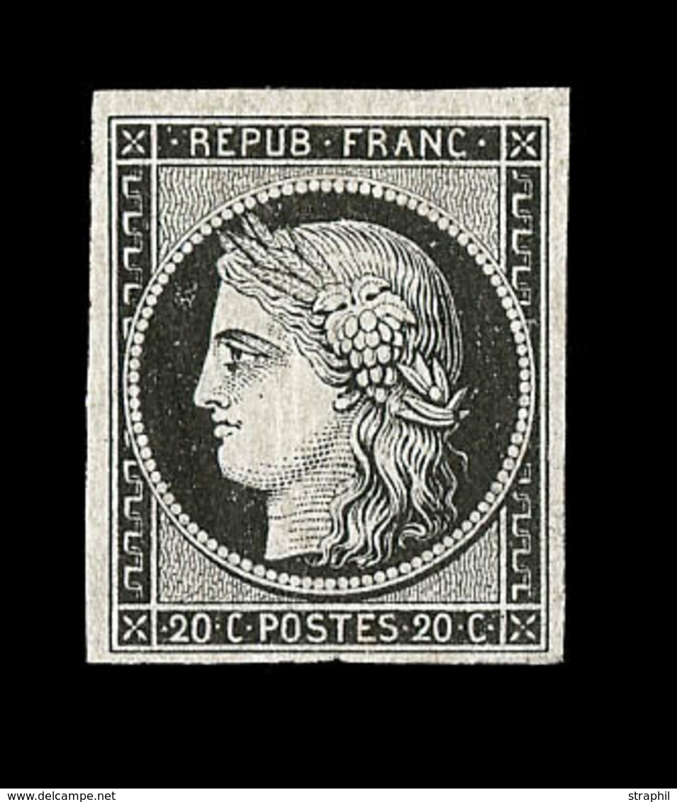 (*) EMISSION CERES 1849 - (*) - N°3a - Noir S/Blanc - BdF - Signé Calves TB - 1849-1850 Cérès