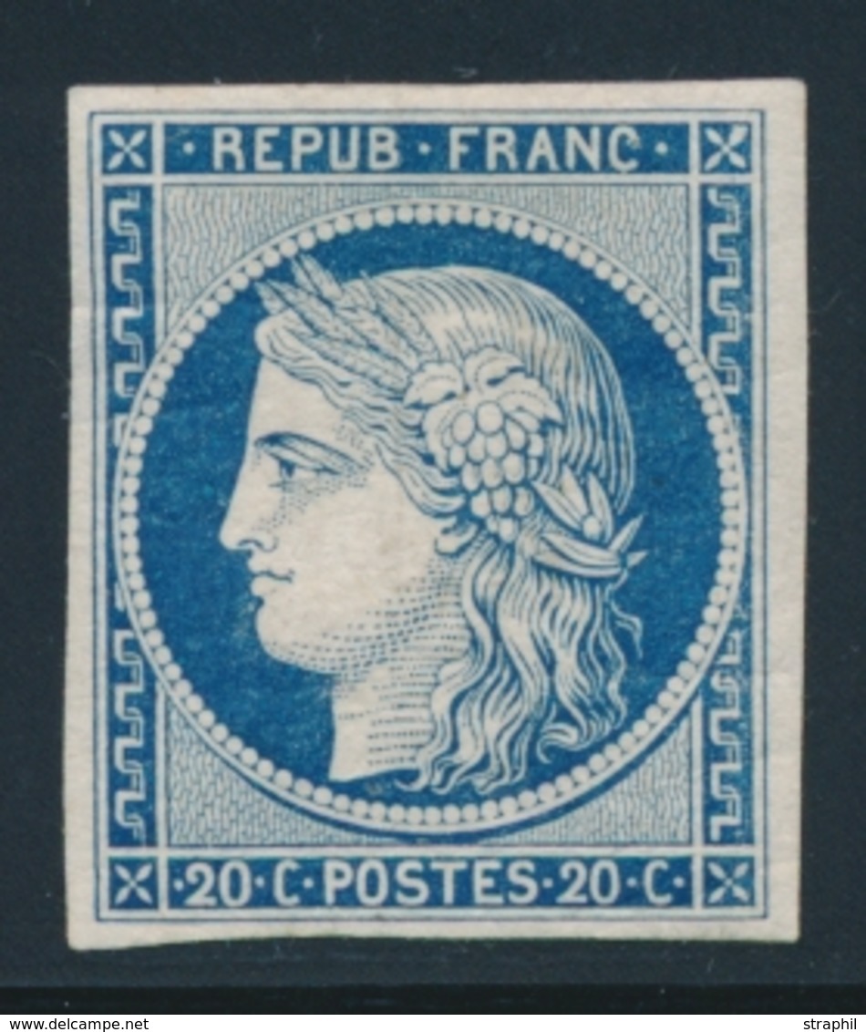 * EMISSION CERES 1849 - * - N°8a - 20c Bleu Foncé - Pelurage - Signé Calves - 1849-1850 Cérès