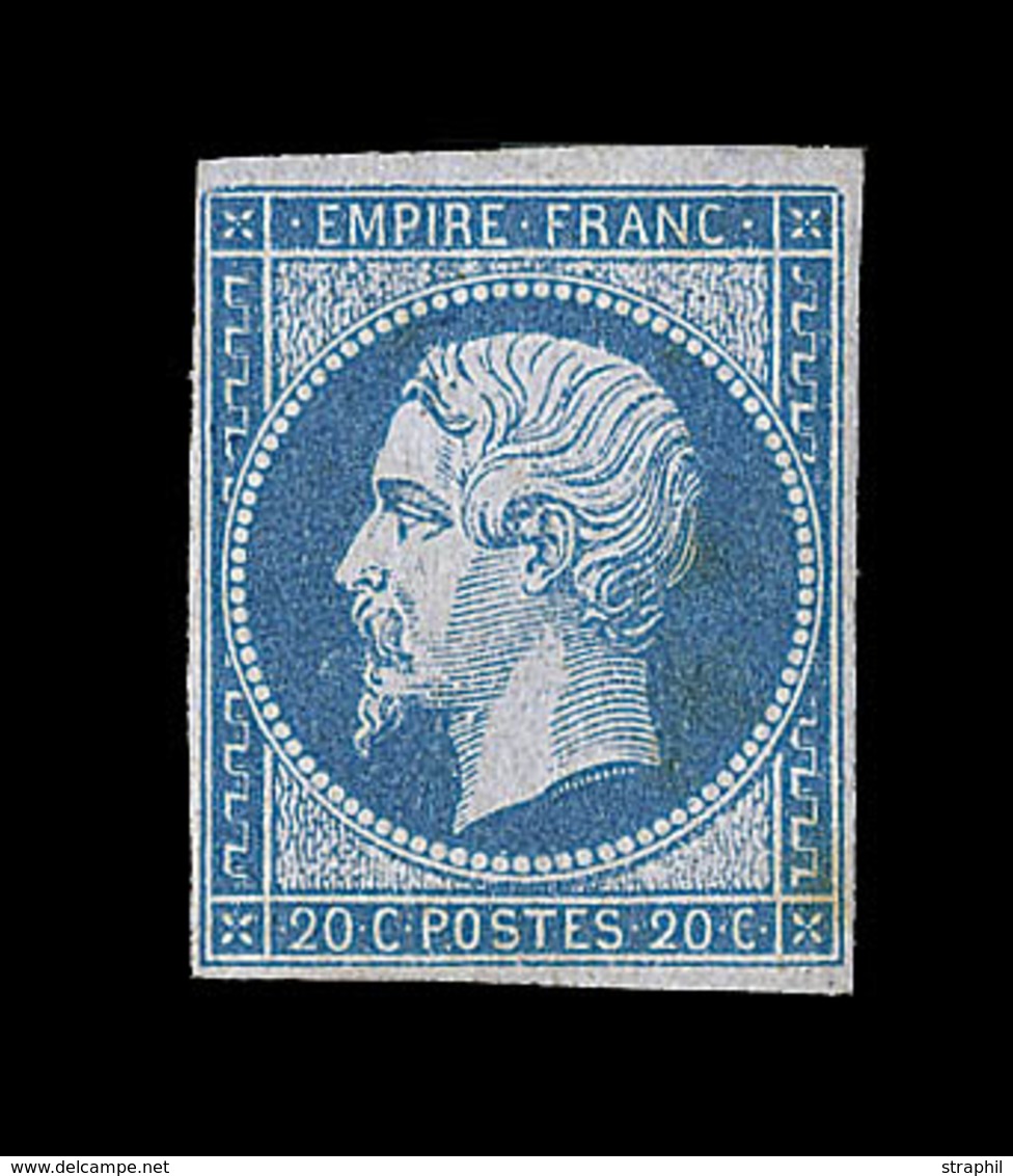 * NAPOLEON NON DENTELE - * - N°14A - 20c Bleu - Signé Calves - TB - 1853-1860 Napoléon III