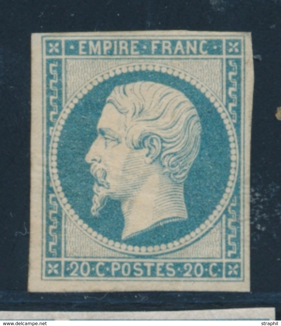 * NAPOLEON NON DENTELE - * - N°14Af - 20c Bleu Laiteux Foncé - Signé Cérès - TB - 1853-1860 Napoléon III