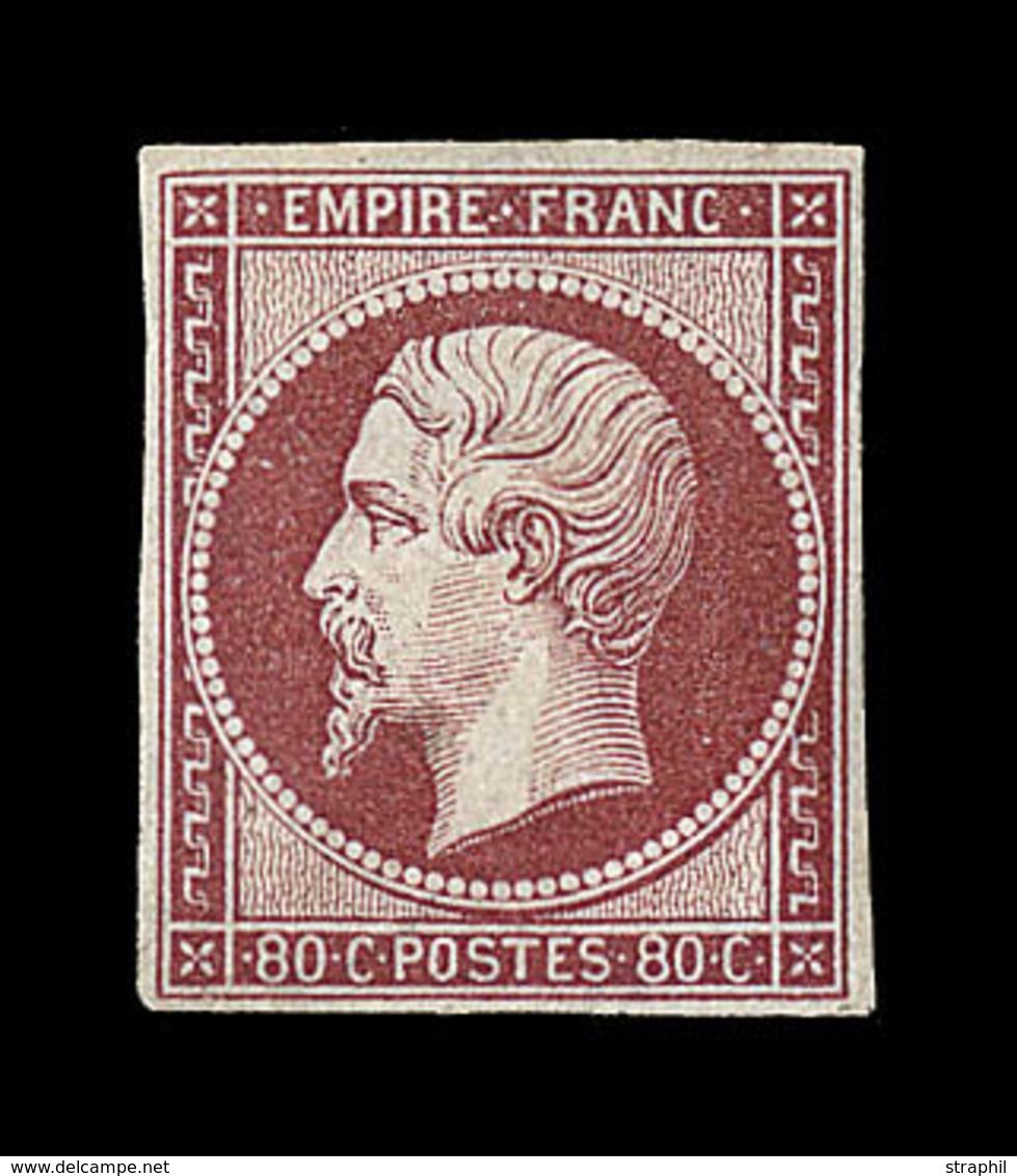 (**) NAPOLEON NON DENTELE - (**) - N°17A - 80c Carmin - Signé A. Brun - TB - 1853-1860 Napoléon III