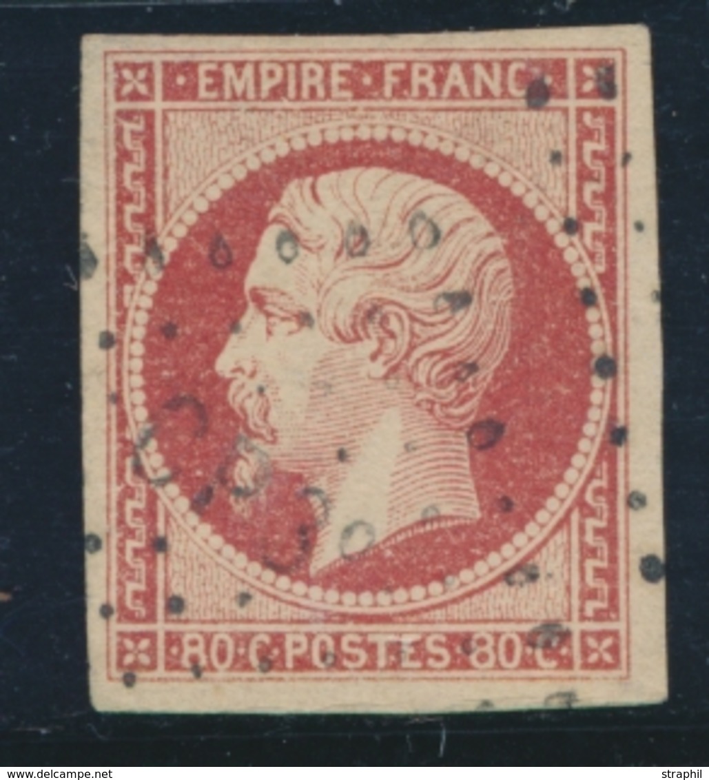 O NAPOLEON NON DENTELE - O - N°17Ad - Vermillonné - Pelurage Coin Gauche - Asp. TB - 1853-1860 Napoléon III