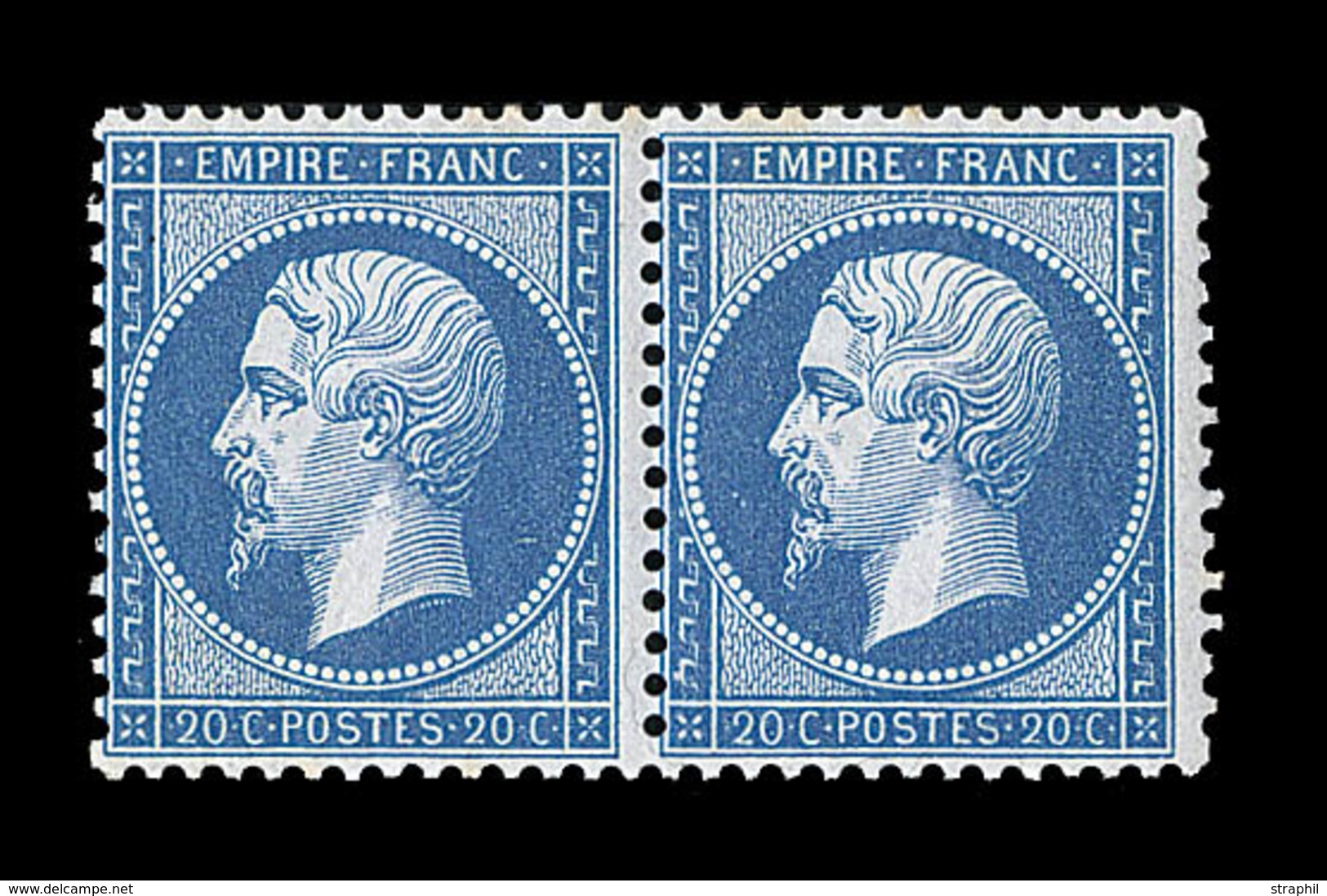 * NAPOLEON DENTELE - * - N°22 - 20c Bleu - Paire - Charn. Lég. - Belle Gomme - TB - 1862 Napoléon III