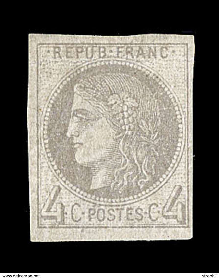 * EMISSION DE BORDEAUX - * - N°41A - 4c Gris - Rep. 1 - Position 9 - Fort Pli - Aspect TB - Certif. Scheller - Signé Cal - 1870 Emission De Bordeaux