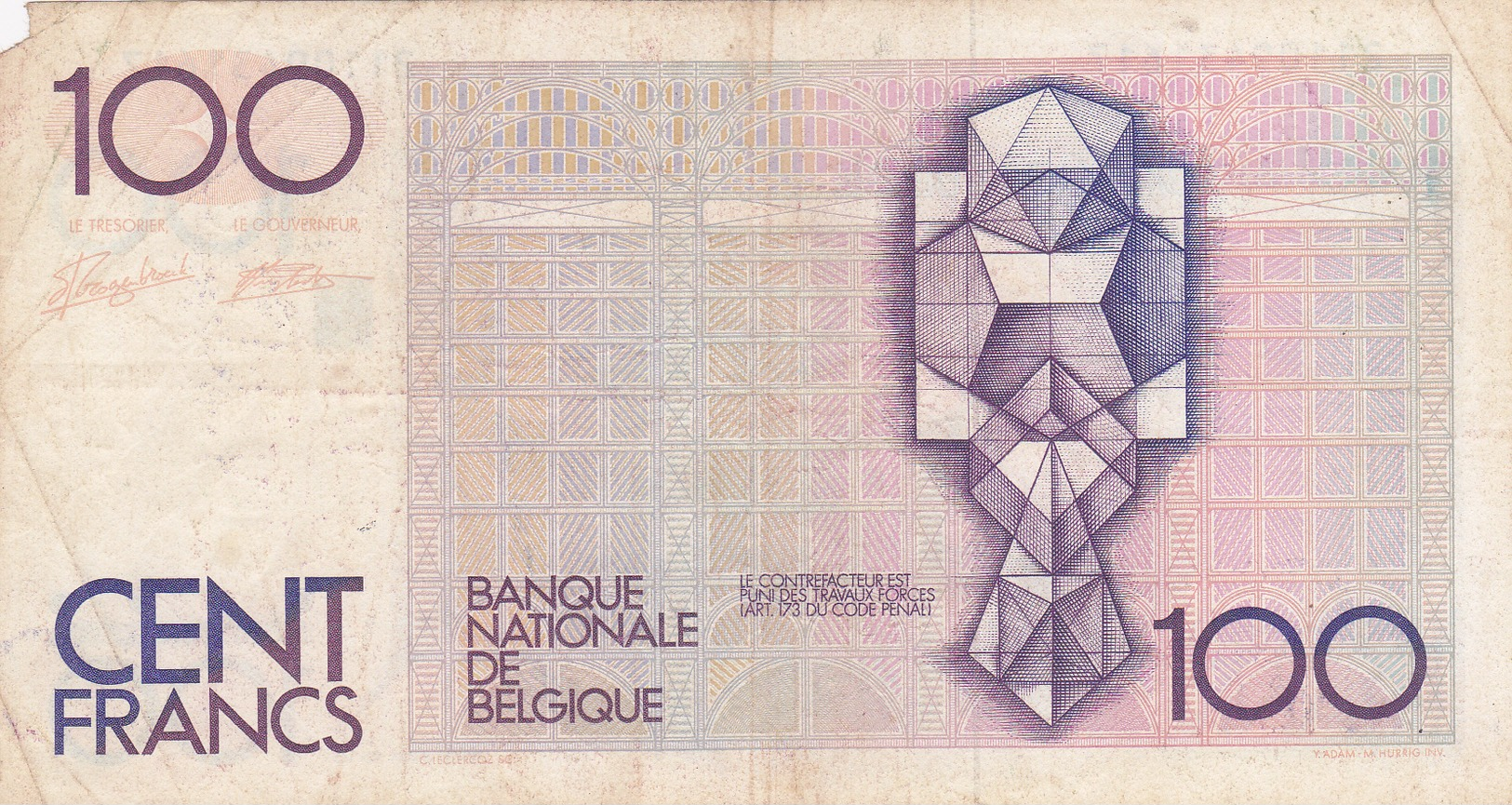 Nationale Bank Van Belgie 100 Francs. - 100 Francs