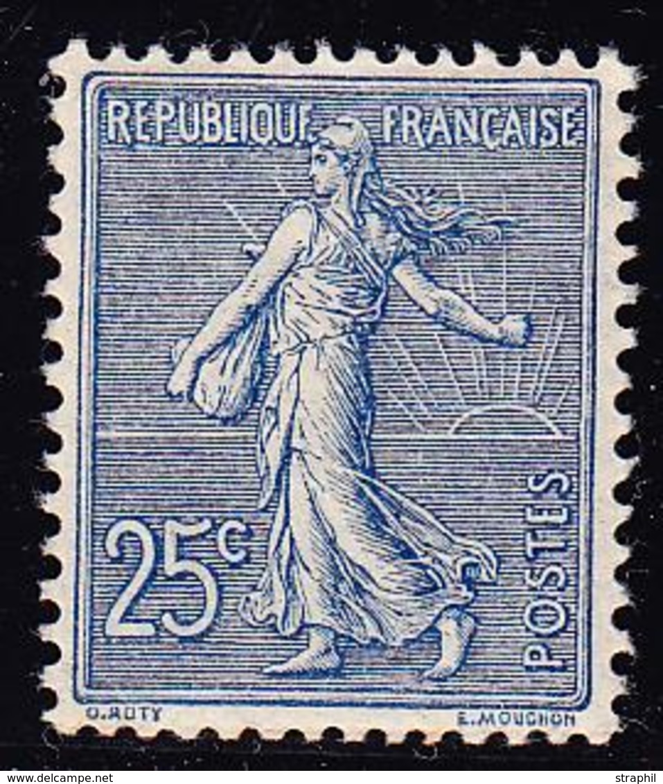 ** TYPE SEMEUSE LIGNEE - ** - N°132 - 25c Bleu - Signé Brun - TB - 1903-60 Semeuse Lignée